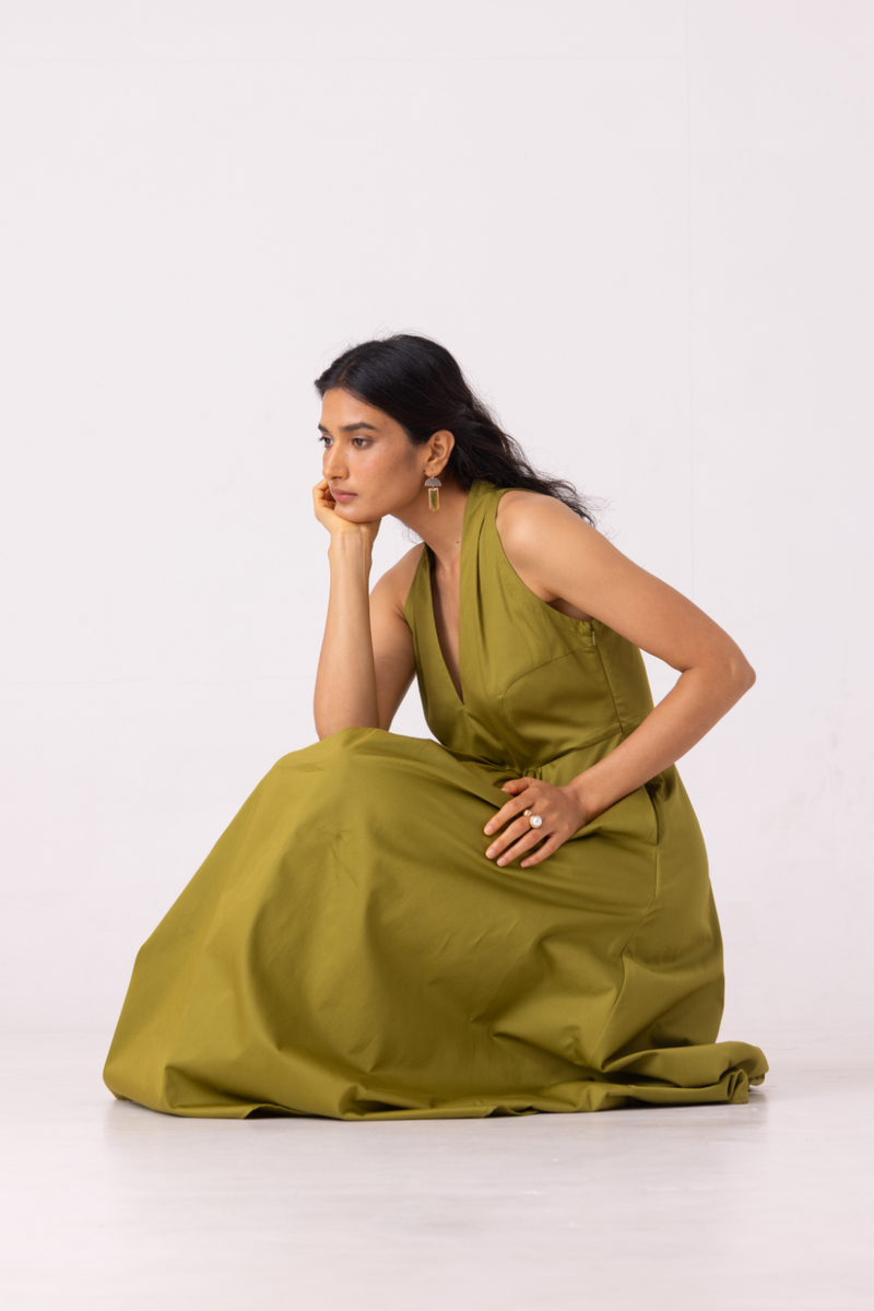 Daisy Green Halter Maxi Dress cotton by The Summer House for women in Singapore