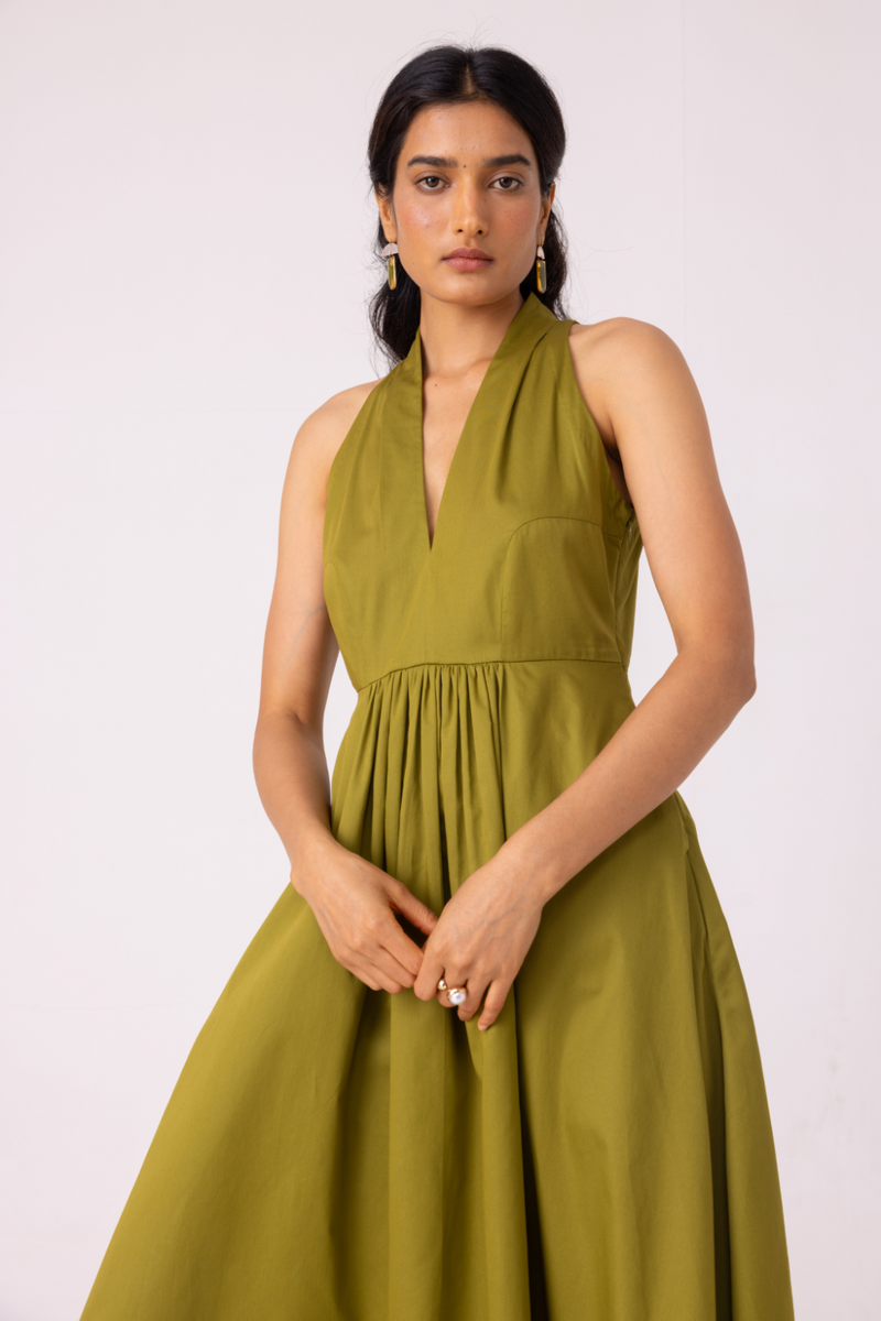 Daisy Green Halter Maxi Dress cotton by The Summer House for women in Singapore