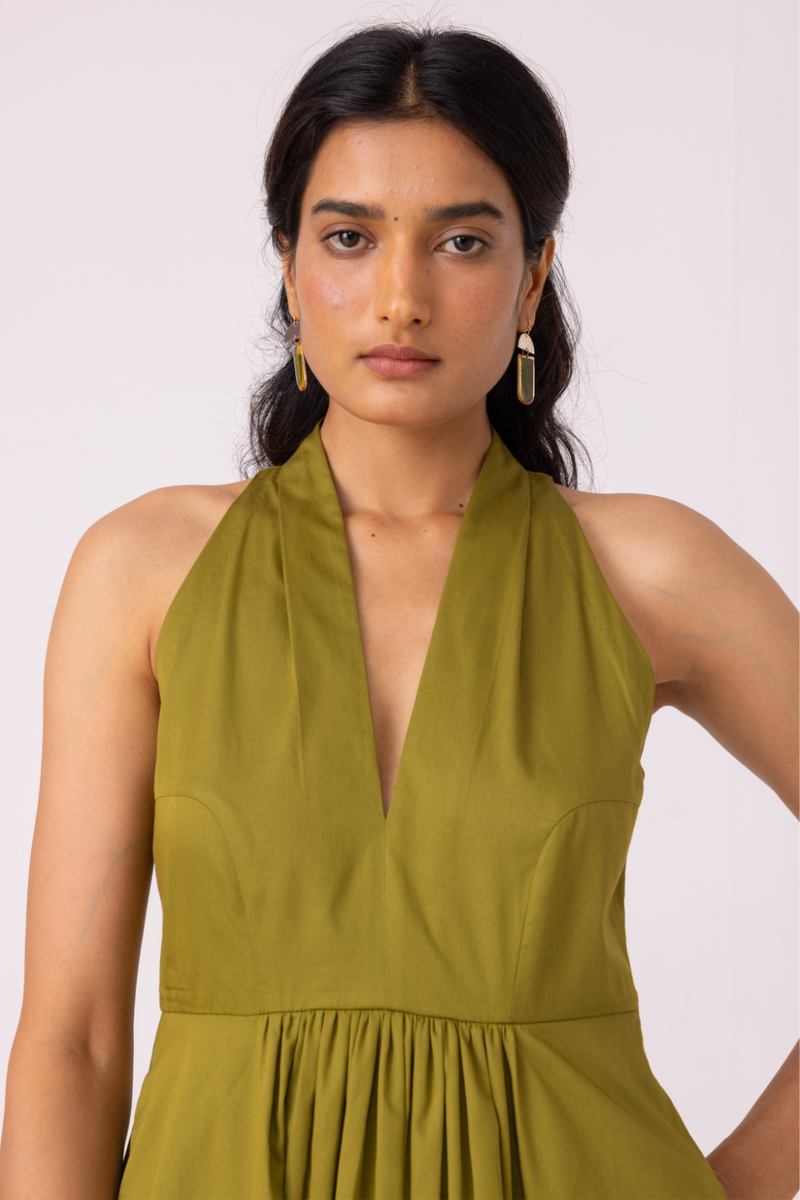 Daisy Green Halter Maxi Dress cotton by The Summer House for women in Singapore