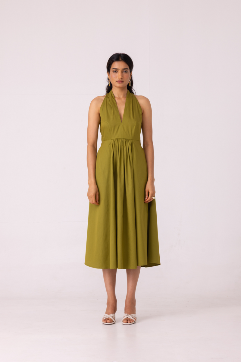 Daisy Green Halter Maxi Dress cotton by The Summer House for women in Singapore