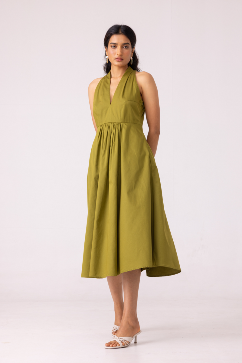 Daisy Green Halter Maxi Dress cotton by The Summer House for women in Singapore