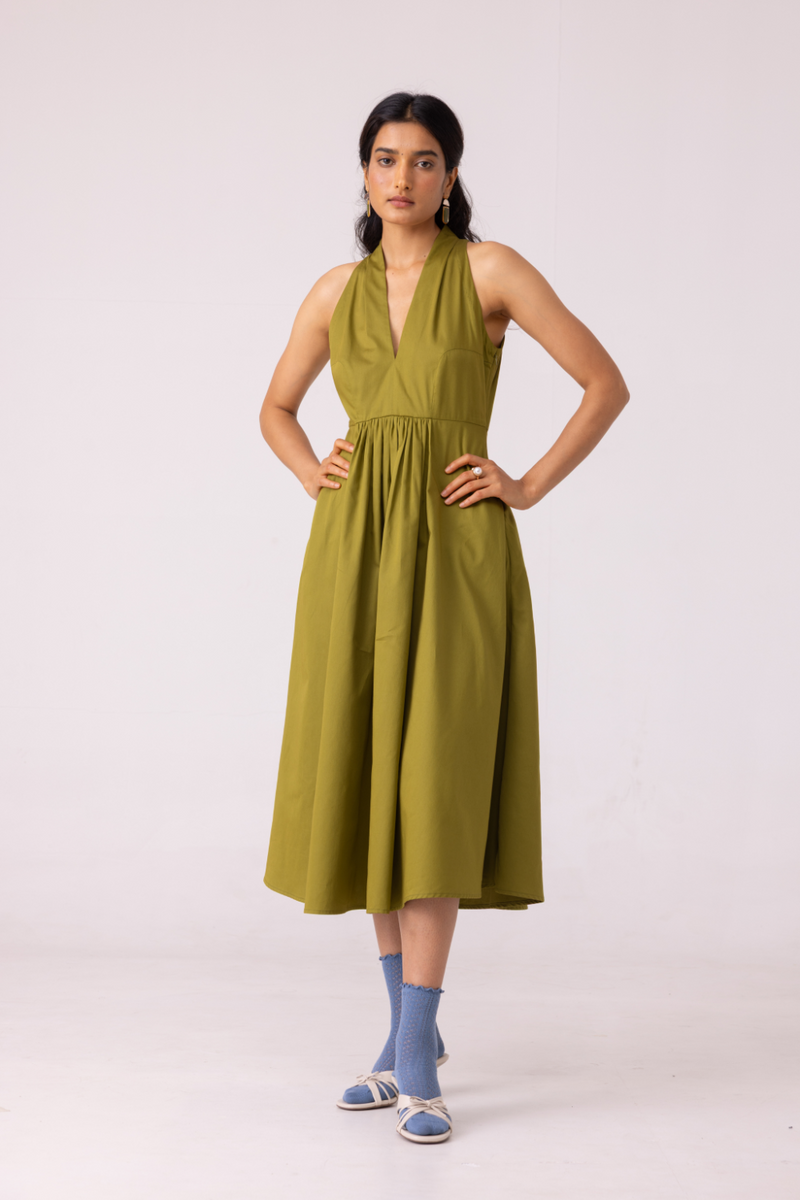 Daisy Green Halter Maxi Dress cotton by The Summer House for women in Singapore