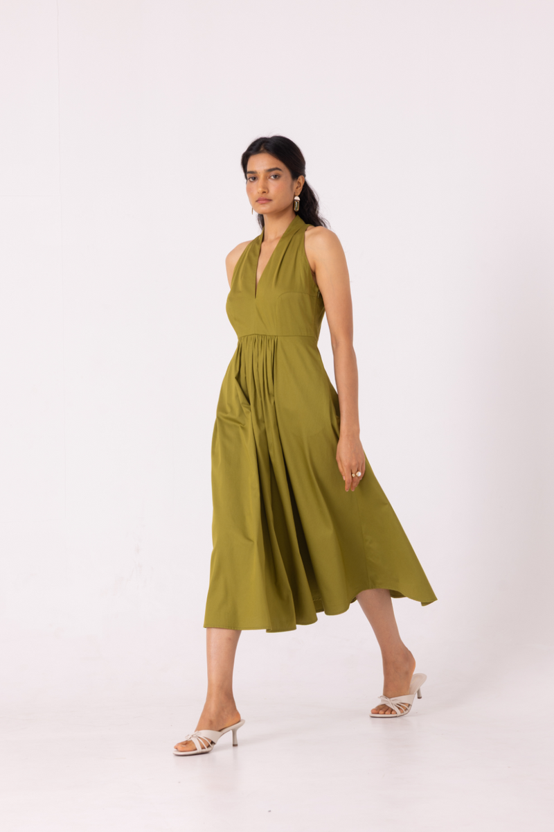 Daisy Green Halter Maxi Dress cotton by The Summer House for women in Singapore