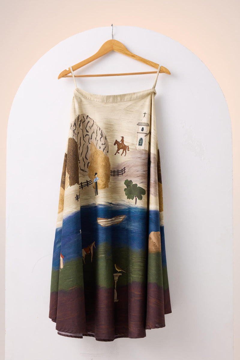 DALI SKIRT -VILLAGE PRINT cotton by CORD for women in Singapore