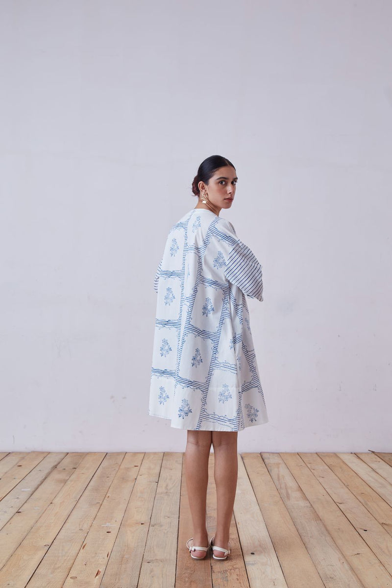 Dalip Blue Hand Printed Dress cotton cambric dress by The Summer House for women in Singapore