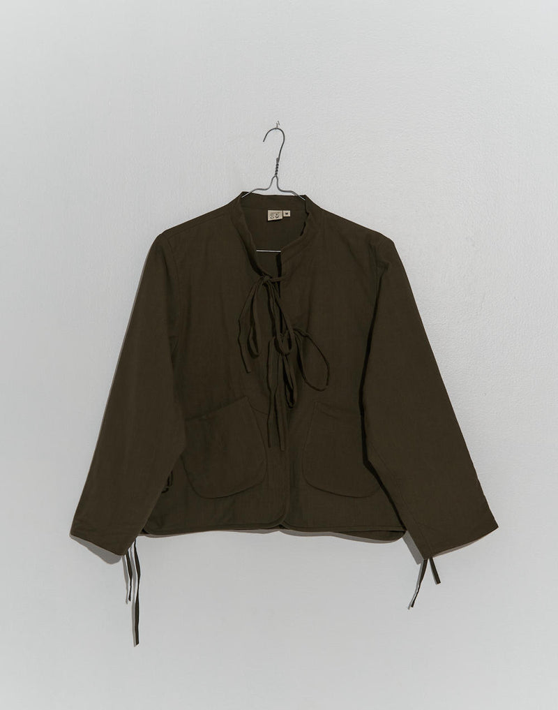 Dark olive padded Jacket cotton by World of Crow in olive color for women in Singapore