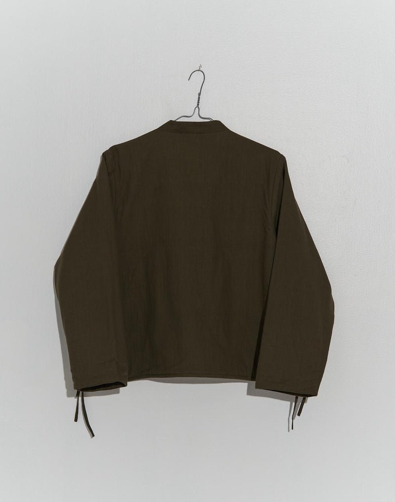 Dark olive padded Jacket cotton by World of Crow in olive color for women in Singapore