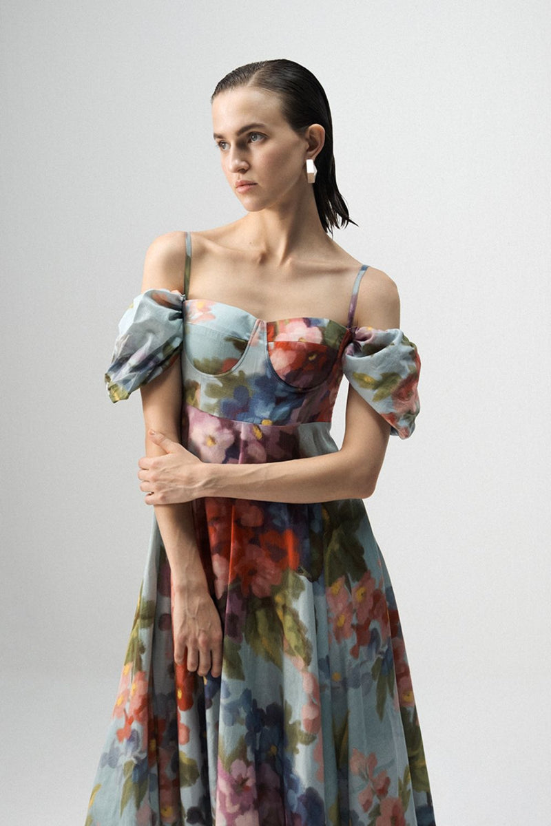 DARLINGTON BRALETTE DRESS satin by Yam in multi color for women in Singapore