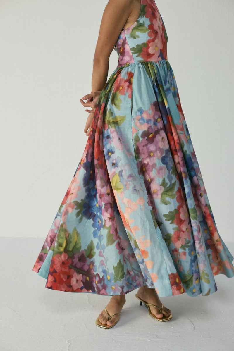 DARLINGTON HALTER NECK DRESS satin by Yam in multi color for women in Singapore