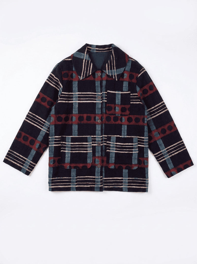 Dawn Chorus Duster Jacket hand-woven khadi cotton jacket/overlay by World of Crow in multi-color for women in Singapore