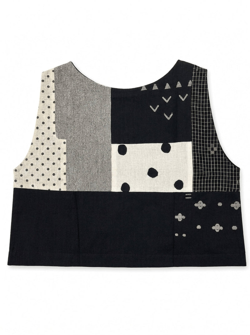 Dawn Chorus Top-Monochrome handwoven cotton top/shirt by World of Crow in multi-color for women in Singapore