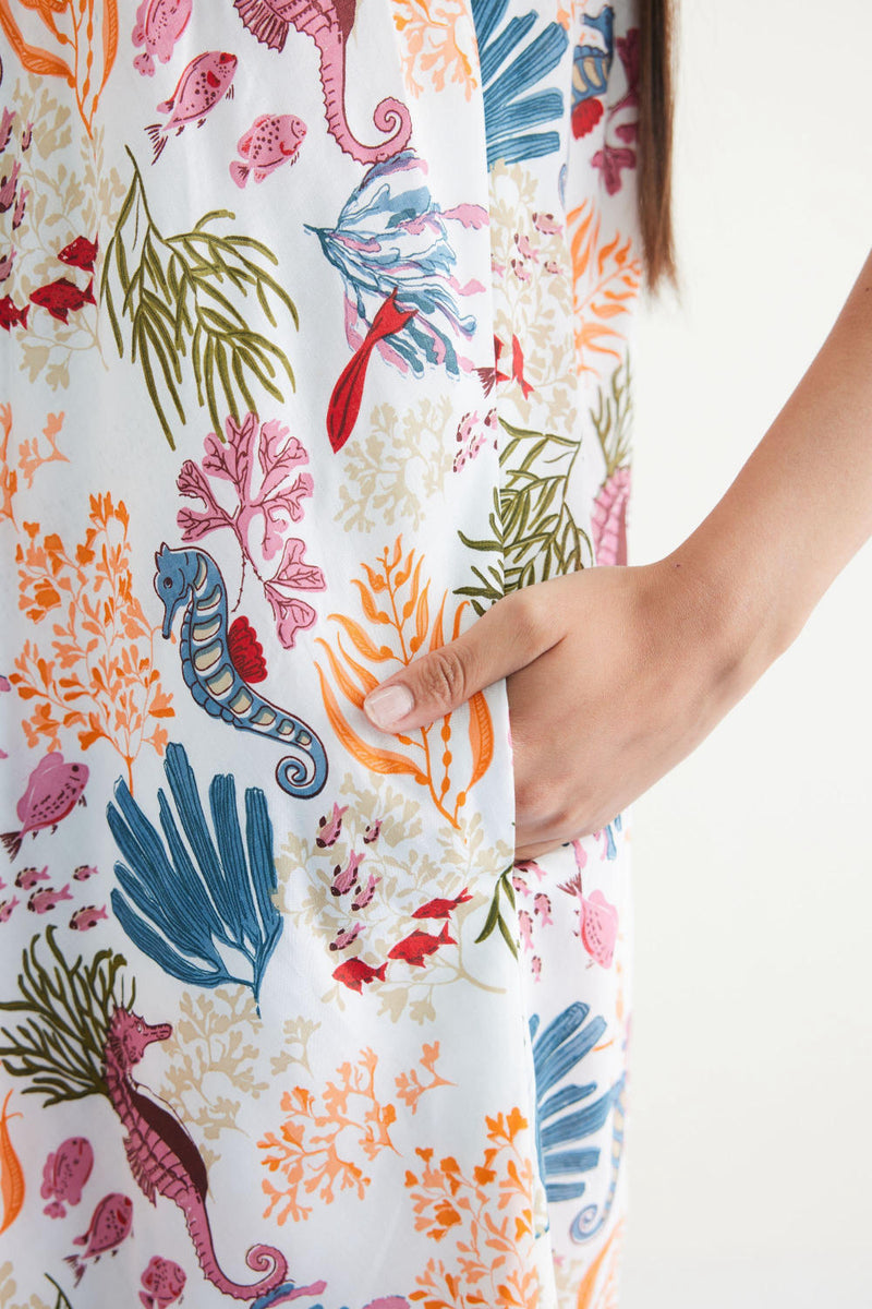 Deep Sea Lyocell Halter Maxi Dress