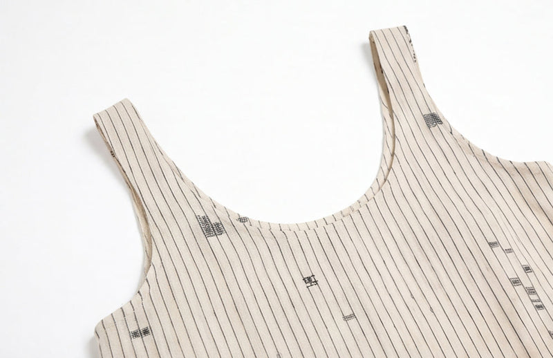 Desert Rhythm Midi Dress-Fine stripe cotton jamdani dress by World of Crow in white for women in Singapore