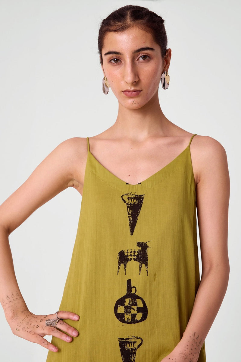 Dhaani Yellow Printed Dress