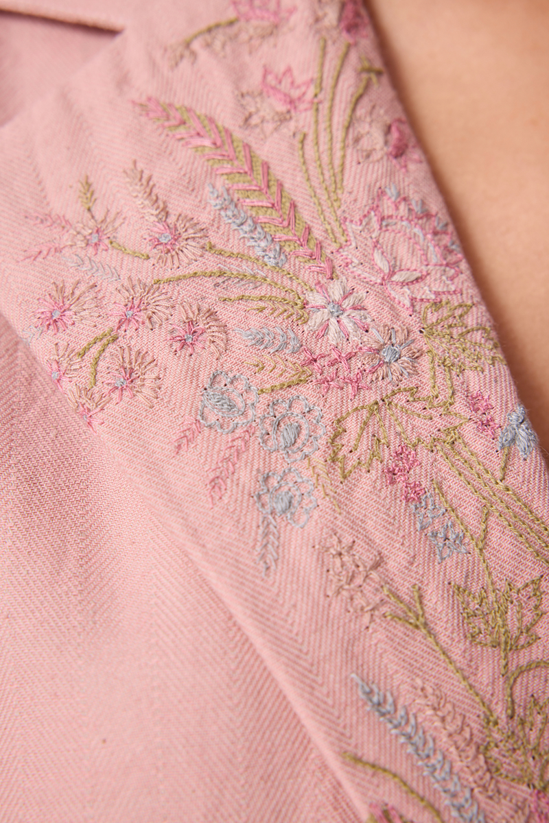 Dheer Handwoven Embroidered Pink Jacket
