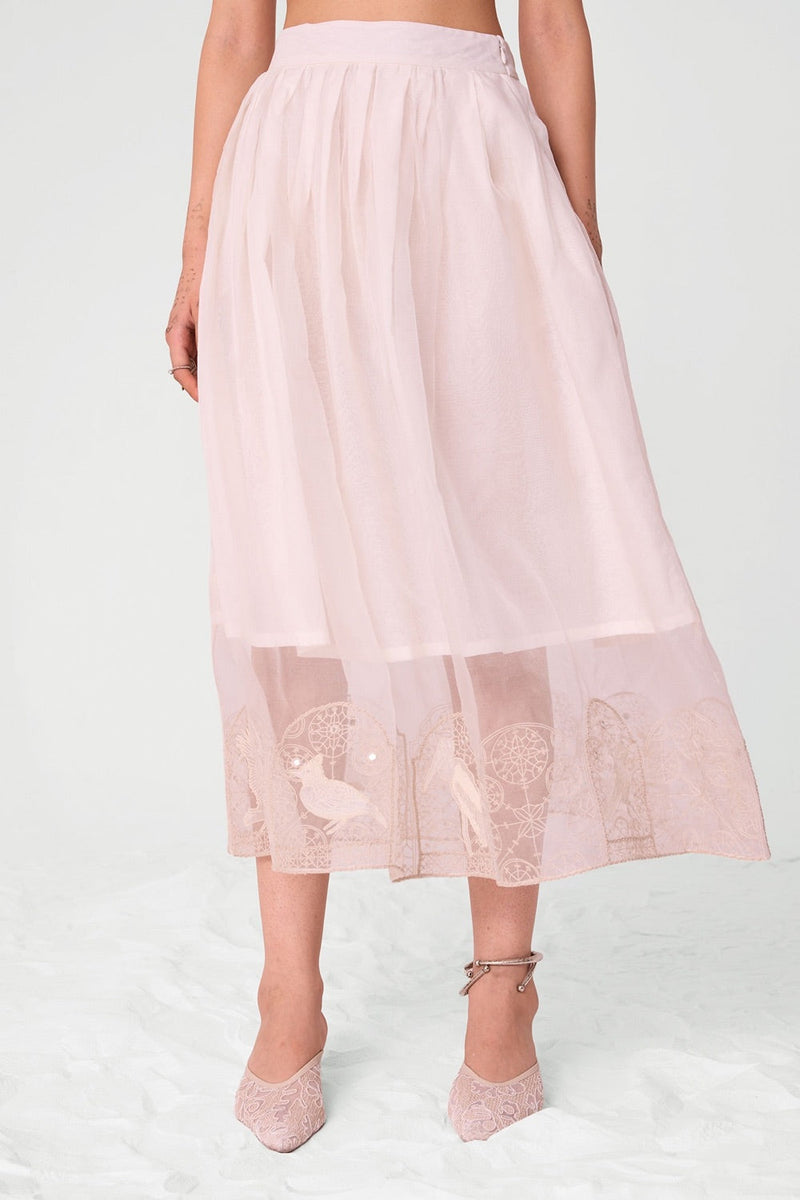 Dhuthi Off White Embroidered Skirt