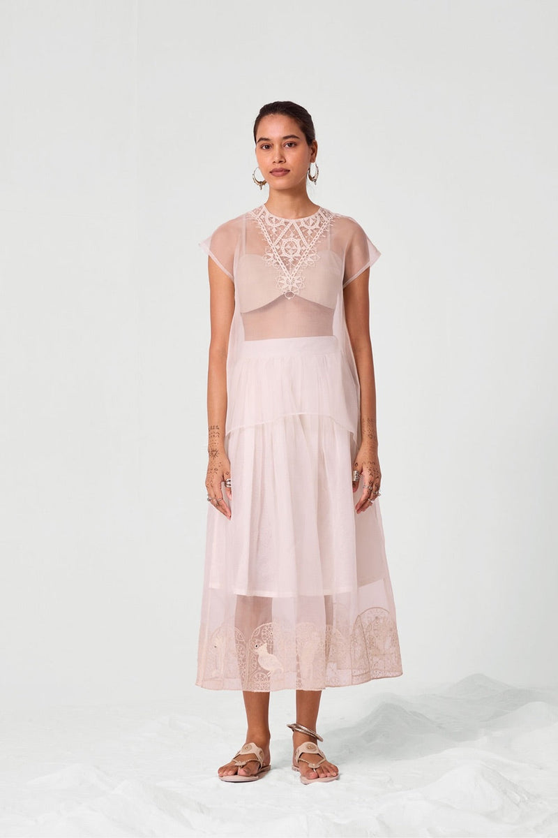 Dhuthi Off White Embroidered Skirt