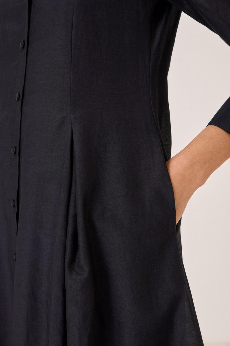 Dilipa Black Button Down Dress cotton by The Summer House in black color for women in Singapore
