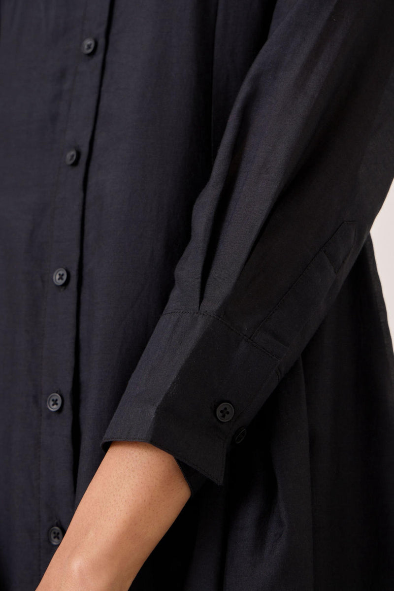 Dilipa Black Button Down Dress cotton by The Summer House in black color for women in Singapore