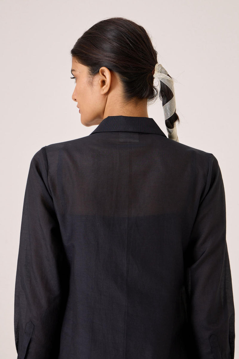 Dilipa Black Button Down Dress cotton by The Summer House in black color for women in Singapore