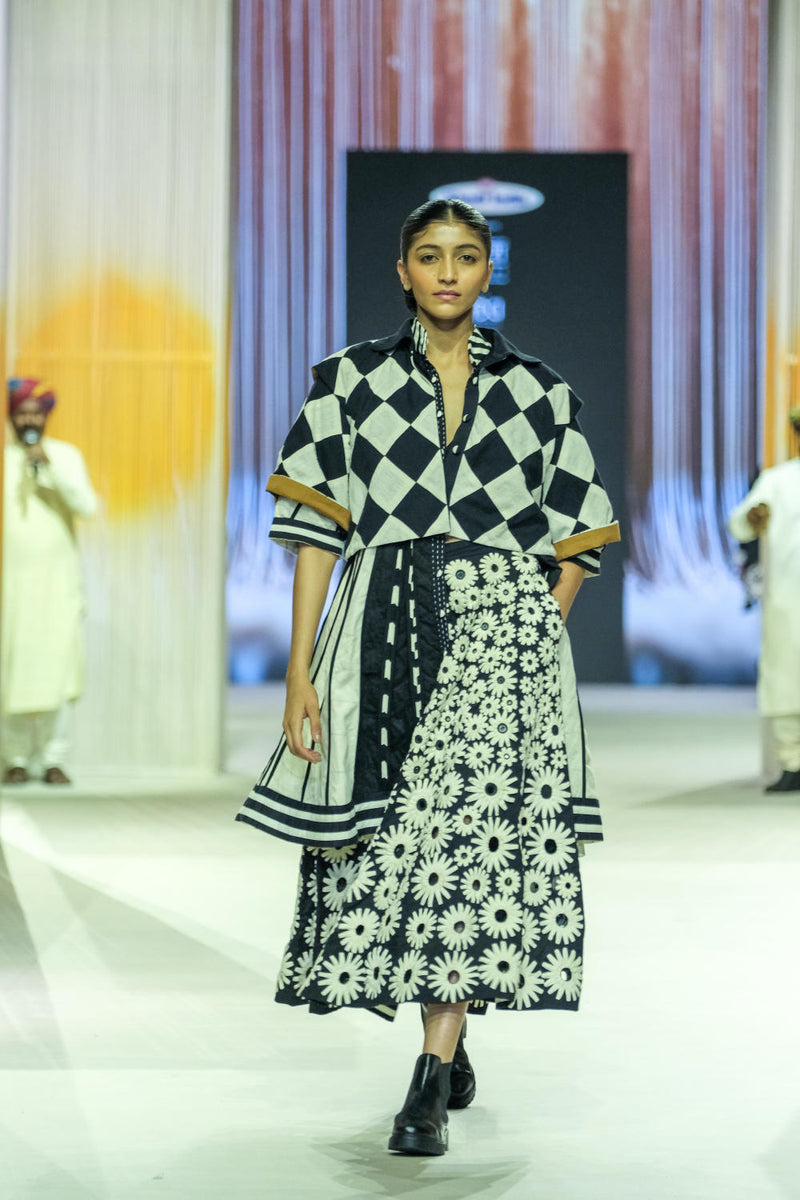 Guldasta Skirt cotton by Ka-Sha in black color for women in Singapore