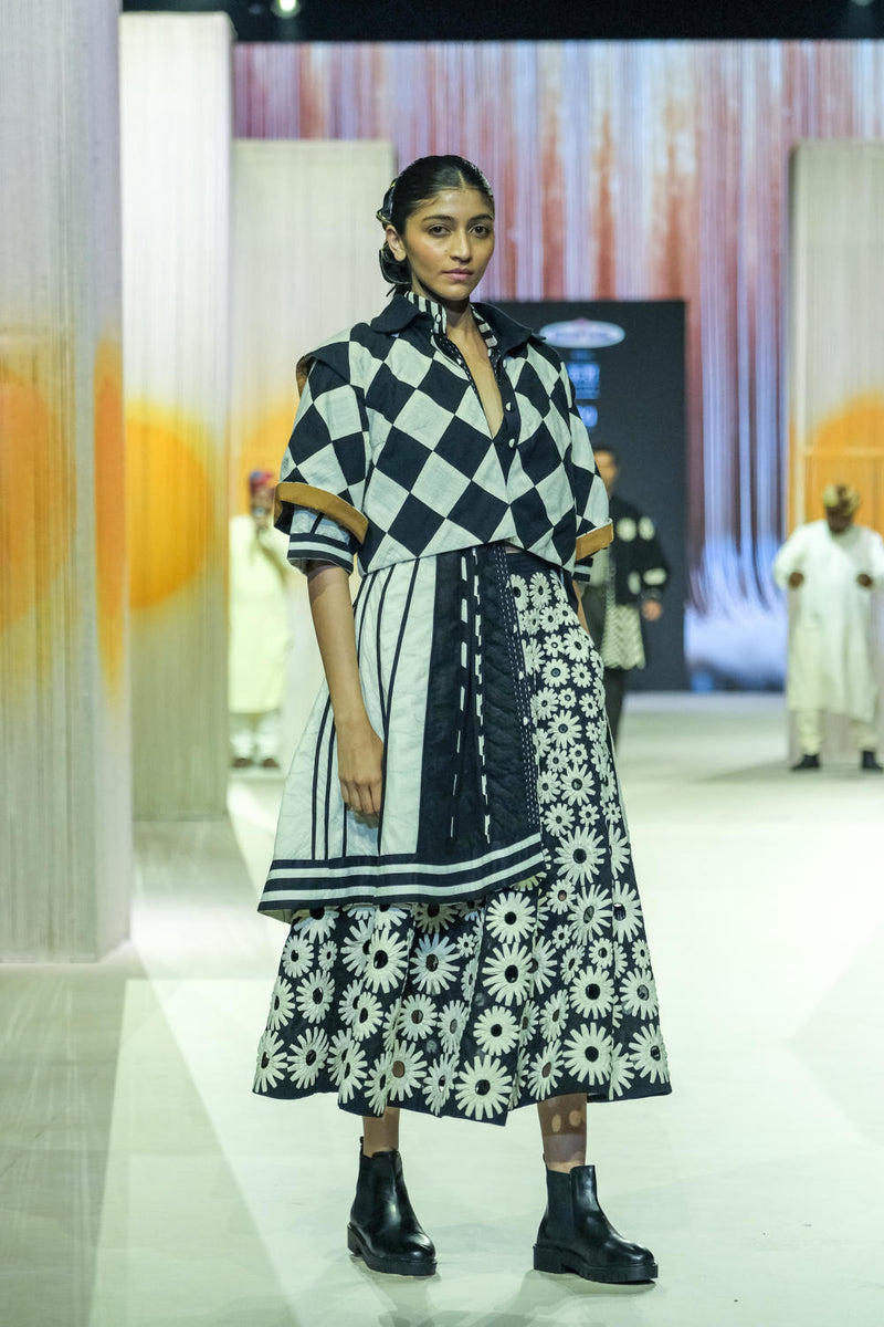 Guldasta Skirt cotton by Ka-Sha in black color for women in Singapore