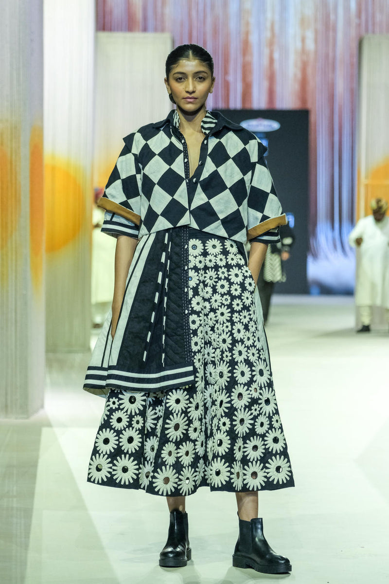 Guldasta Skirt cotton by Ka-Sha in black color for women in Singapore