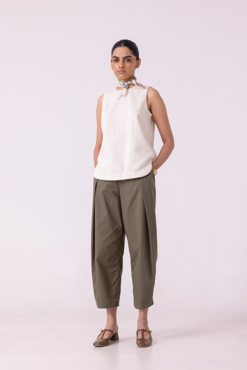 Dorothy Off White Handwoven Denim Top khadi denim by The Summer House for women in Singapore