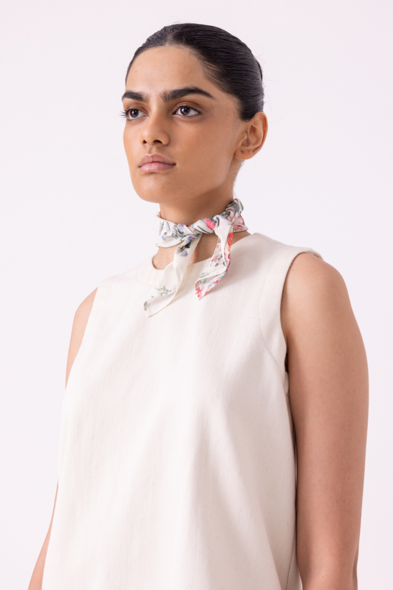 Dorothy Off White Handwoven Denim Top khadi denim by The Summer House for women in Singapore