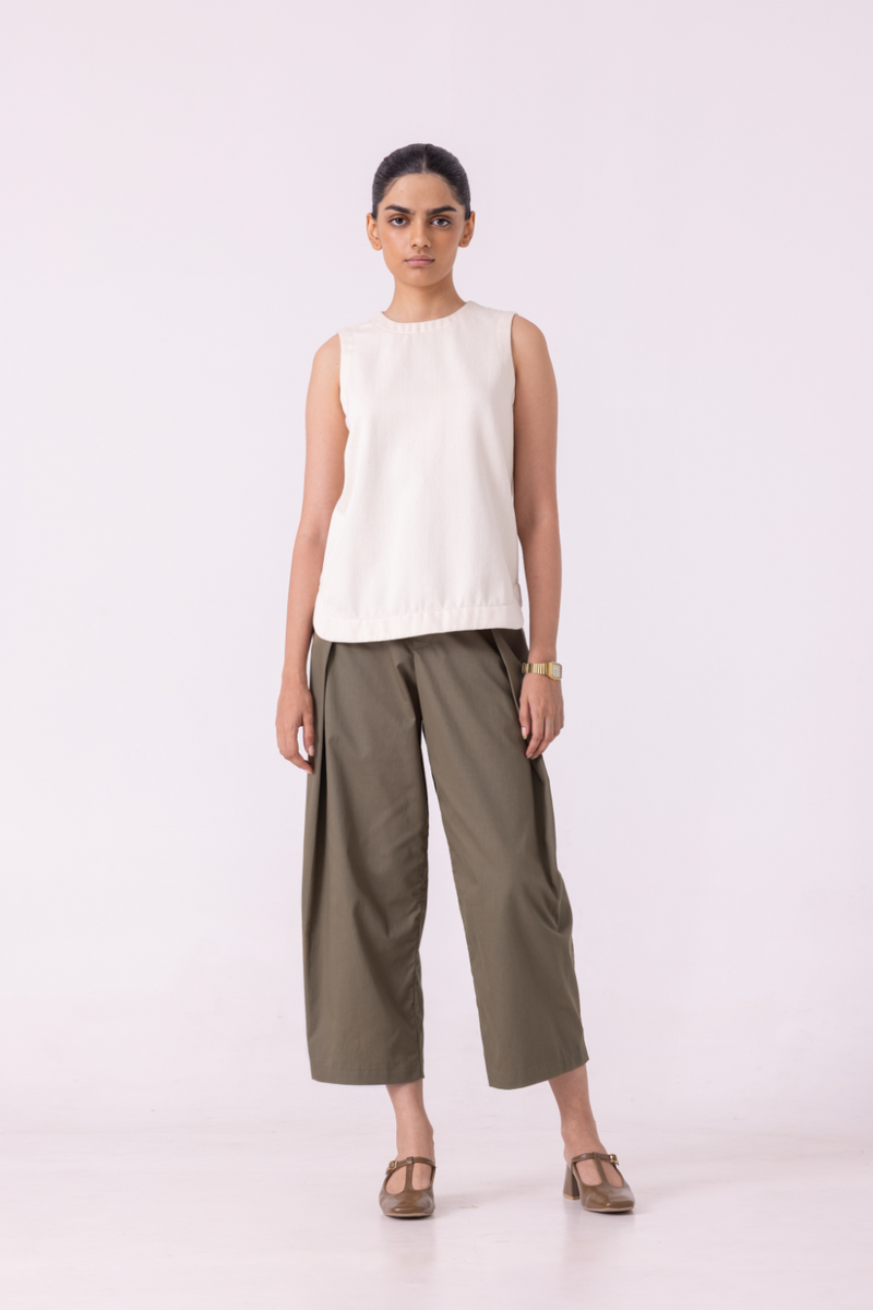 Dorothy Off White Handwoven Denim Top khadi denim by The Summer House for women in Singapore
