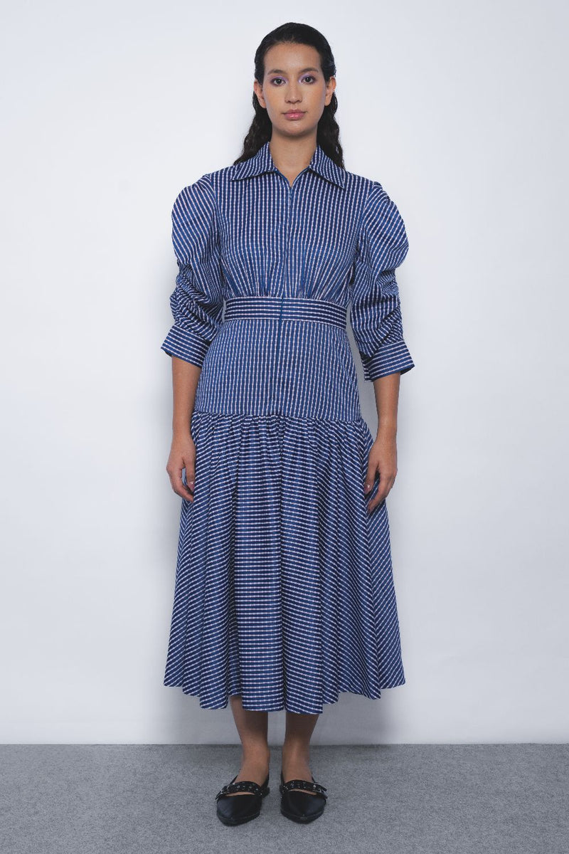 Douce Dress - Blue and White Checkered mul Buy Douce Dress - Blue and White Checkered from C&W | Dresses for Women by Leh Studios in multi color for women in Singapore