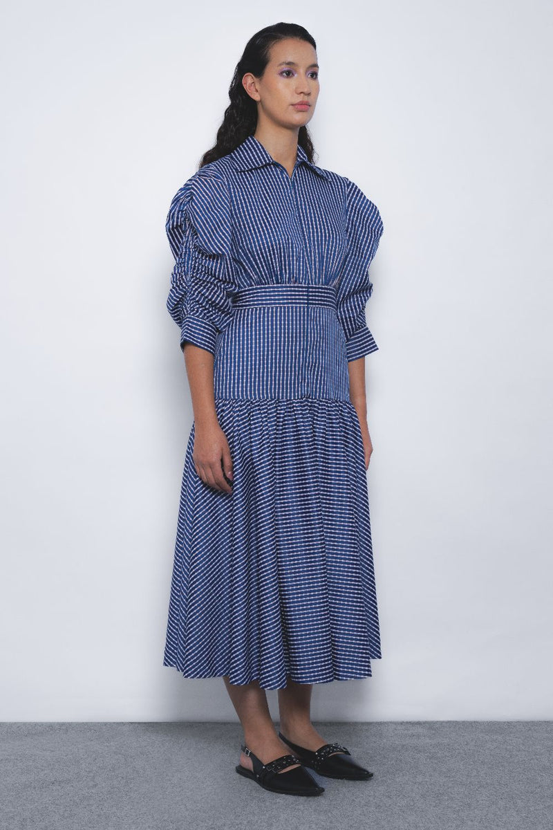 Douce Dress - Blue and White Checkered mul Buy Douce Dress - Blue and White Checkered from C&W | Dresses for Women by Leh Studios in multi color for women in Singapore
