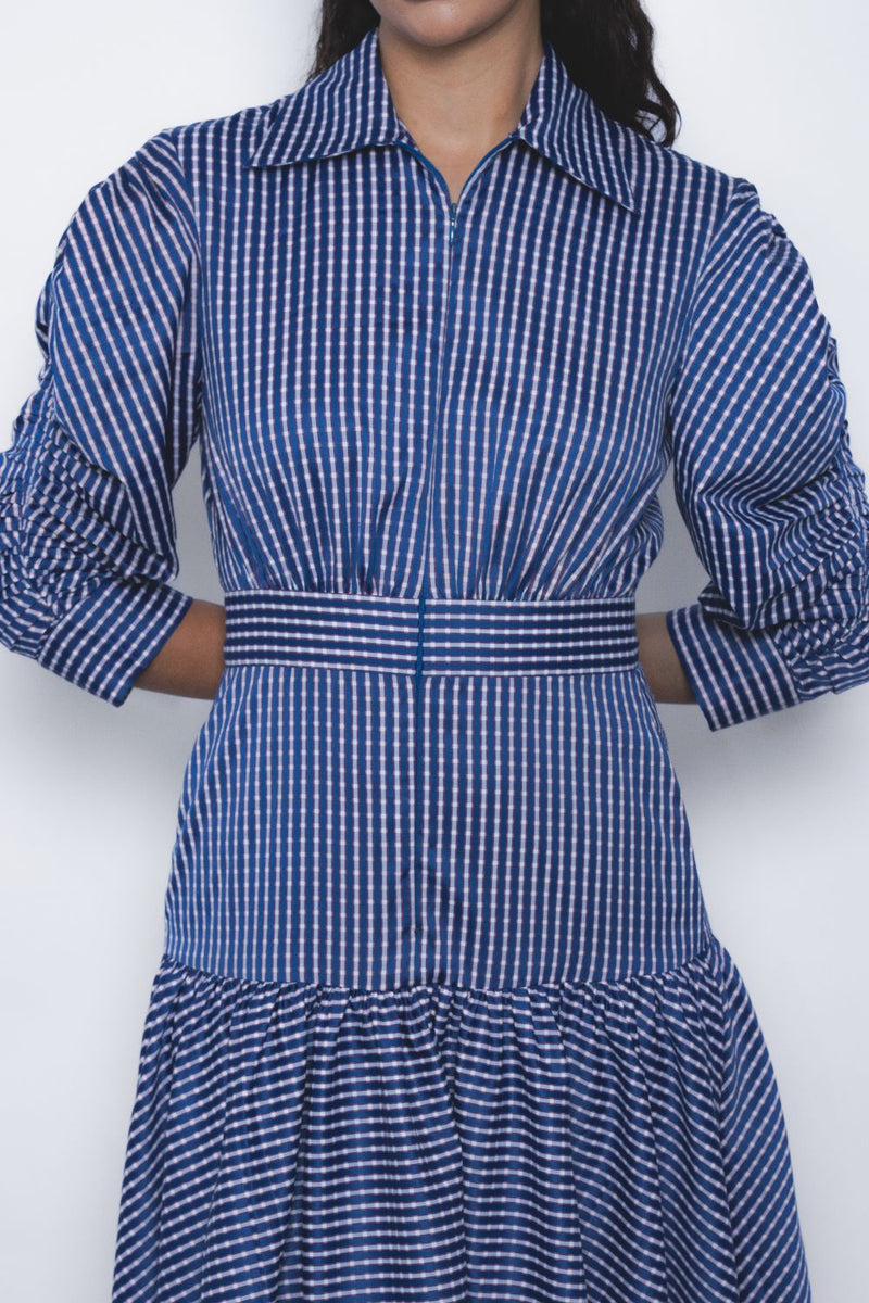 Douce Dress - Blue and White Checkered mul Buy Douce Dress - Blue and White Checkered from C&W | Dresses for Women by Leh Studios in multi color for women in Singapore