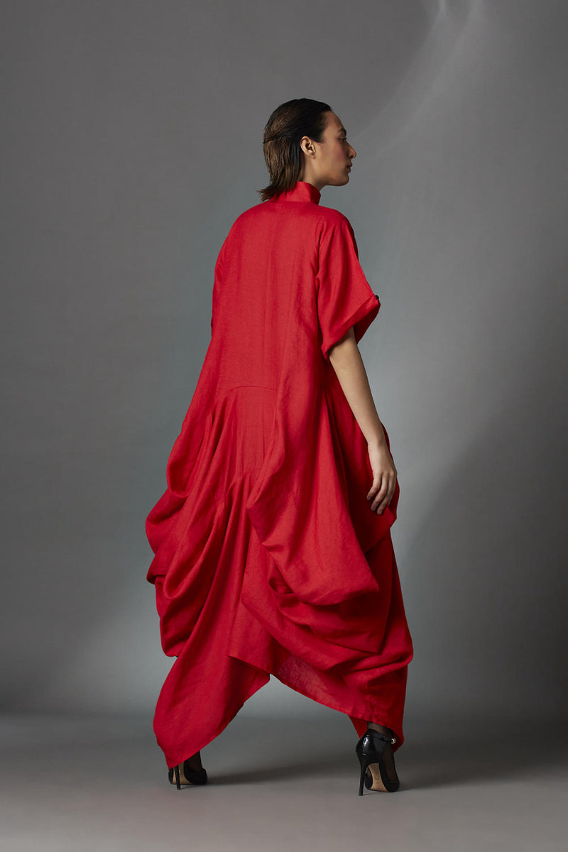Dove Dress-Red linen by Chola in red color for women in Singapore