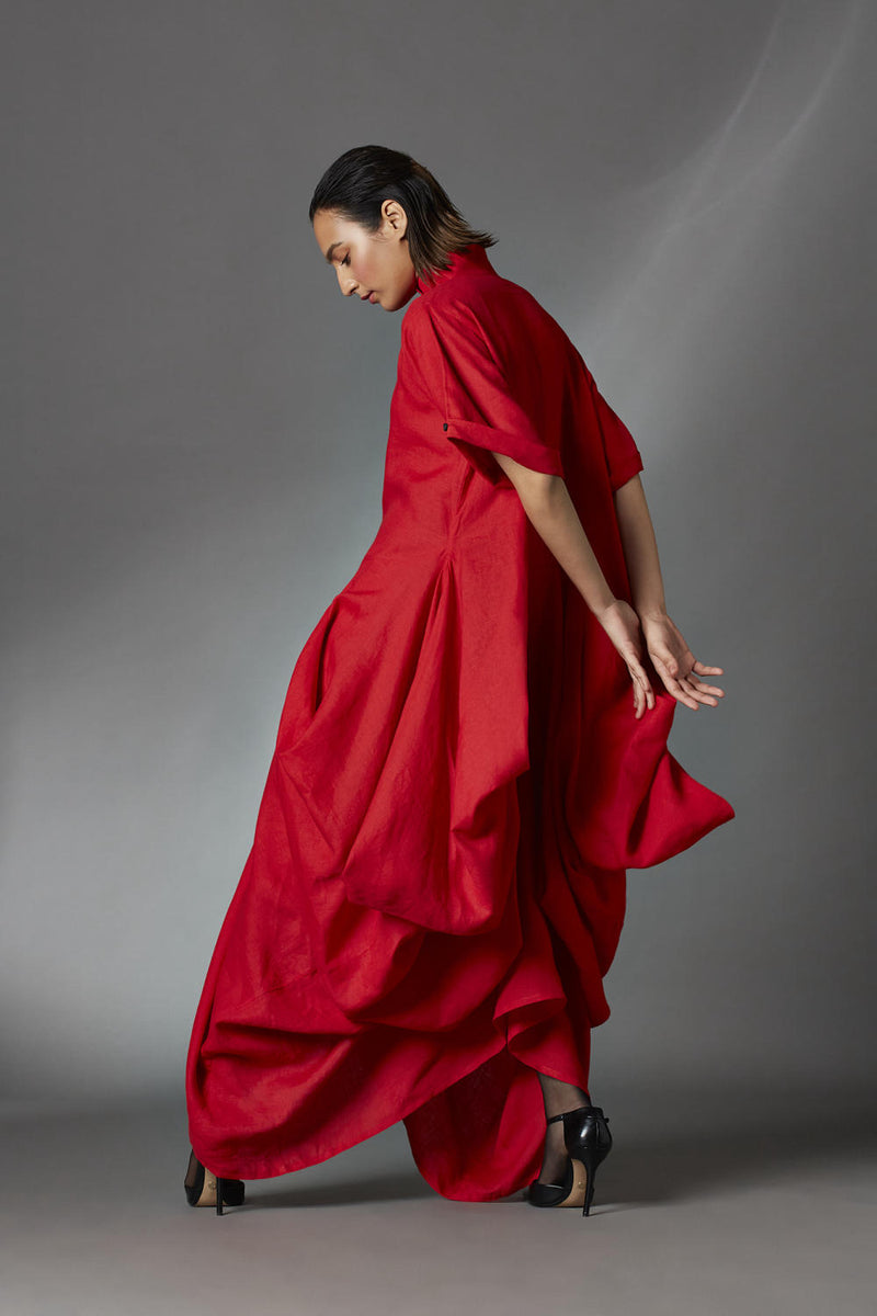 Dove Dress-Red linen by Chola in red color for women in Singapore