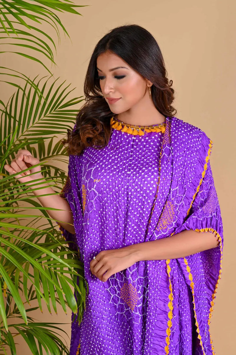 DRAPE DRESS - VALLEY OF FLOWERS-LAVENDER silk by Dyelogue for women in Singapore