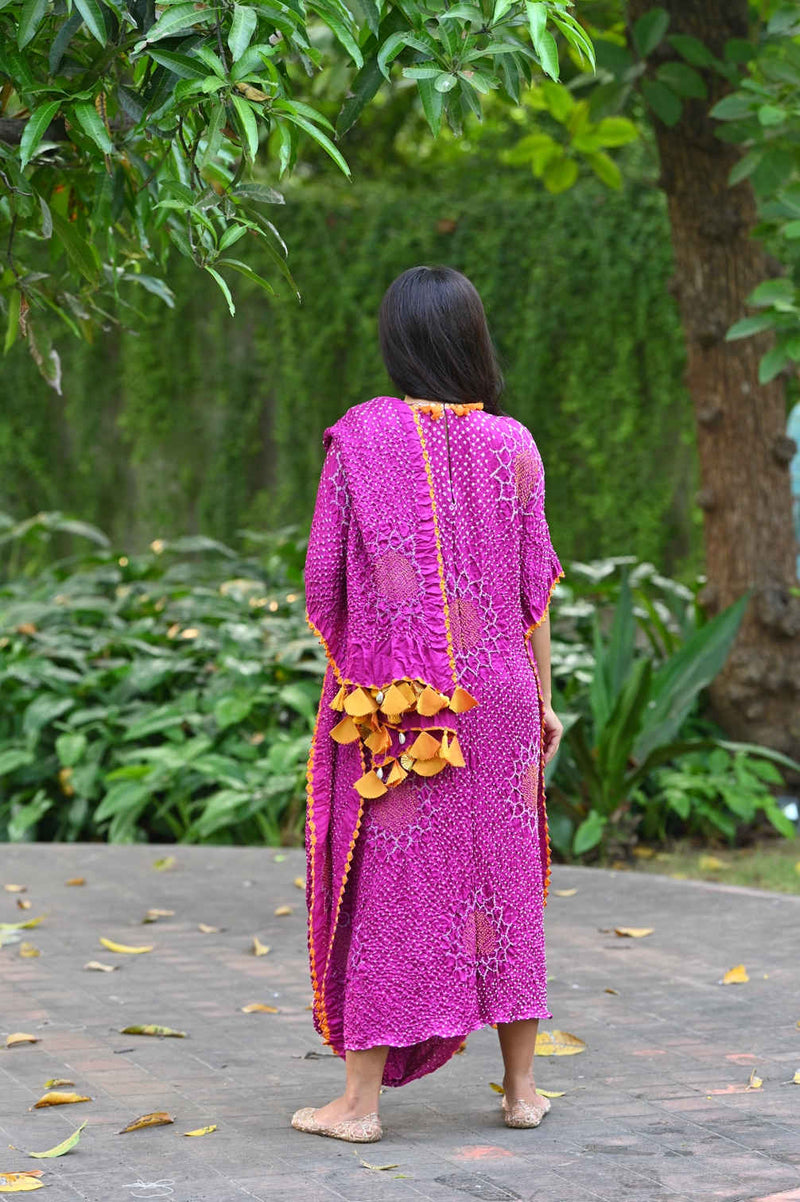 DRAPE DRESS - VALLEY OF FLOWERS-PINK silk by Dyelogue in pink color for women in Singapore