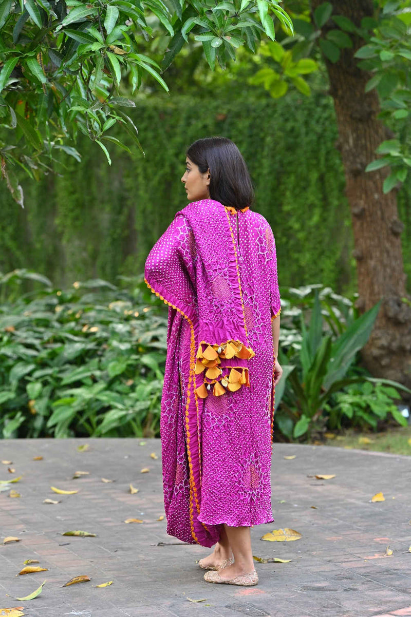 DRAPE DRESS - VALLEY OF FLOWERS-PINK silk by Dyelogue in pink color for women in Singapore