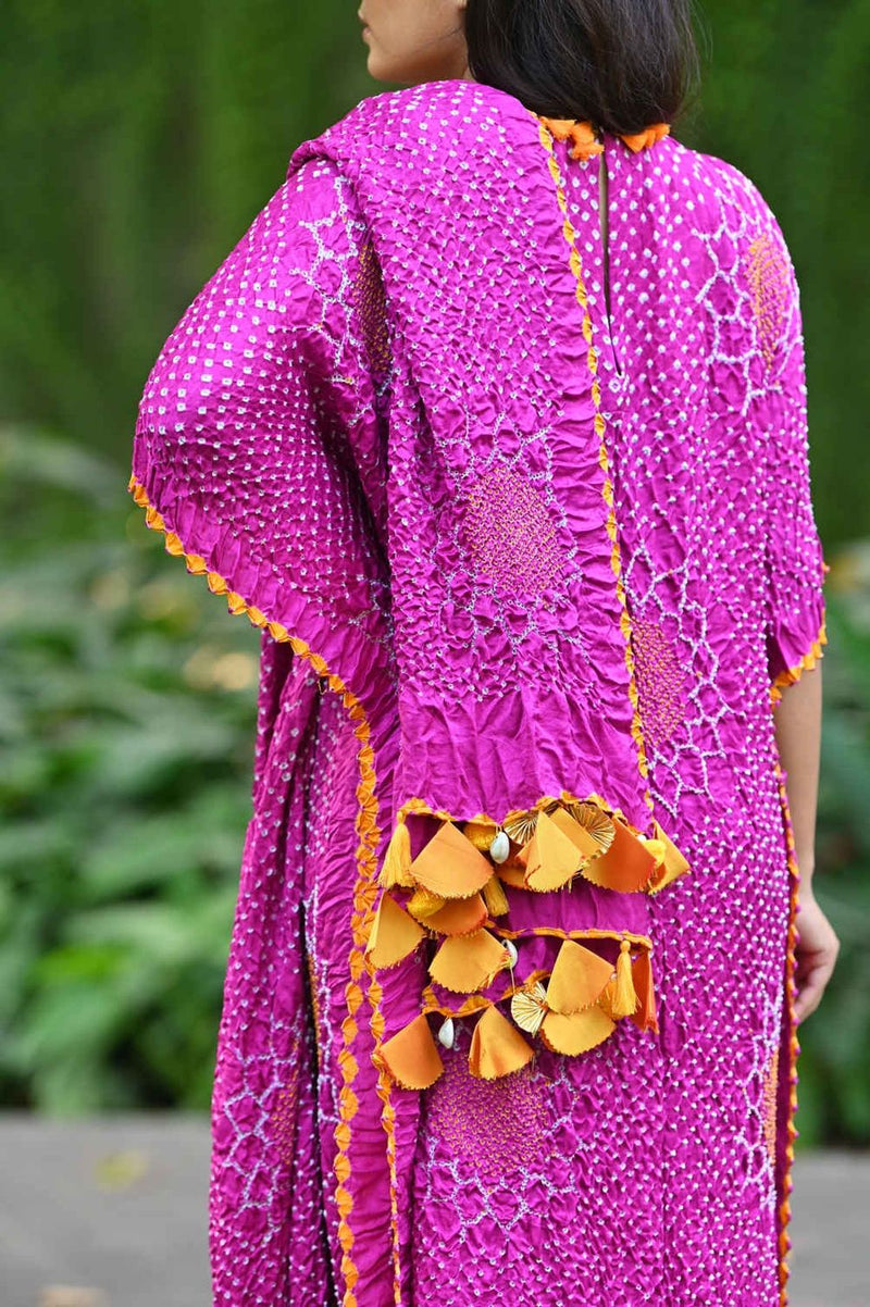 DRAPE DRESS - VALLEY OF FLOWERS-PINK silk by Dyelogue in pink color for women in Singapore