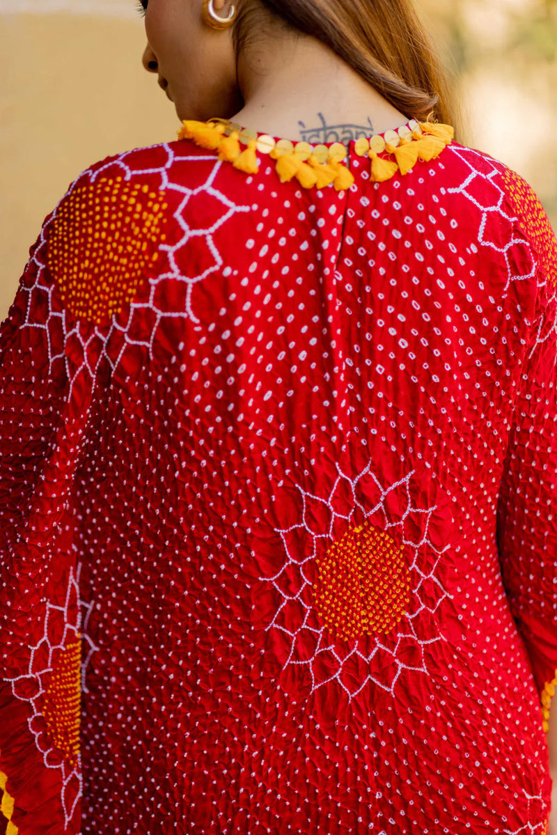 VALLEY OF FLOWERS KAFTAN-RED silk by Dyelogue in red color for women in Singapore