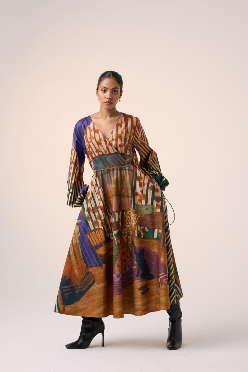 DRAWSTRING DRESS-HOME ALONE cotton by CORD for women in Singapore