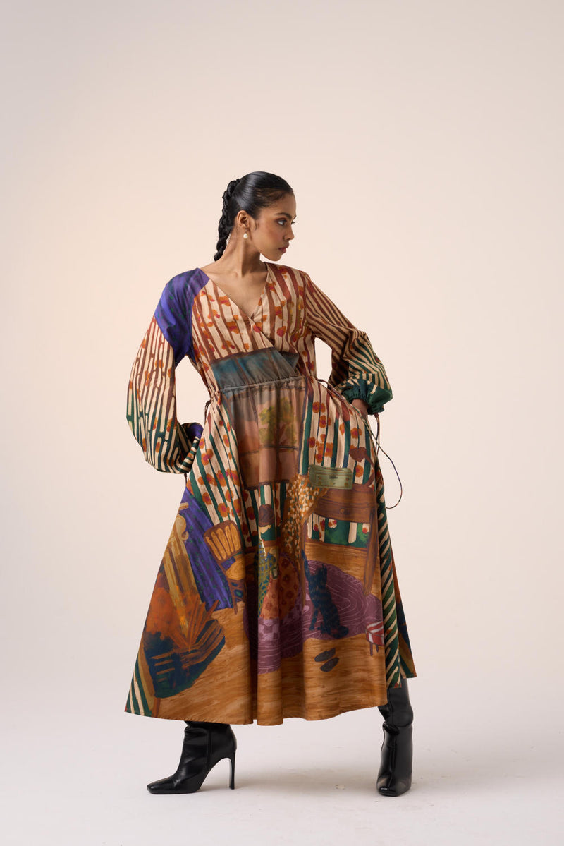 DRAWSTRING DRESS-HOME ALONE cotton by CORD for women in Singapore