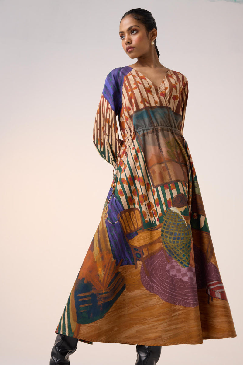 DRAWSTRING DRESS-HOME ALONE cotton by CORD for women in Singapore