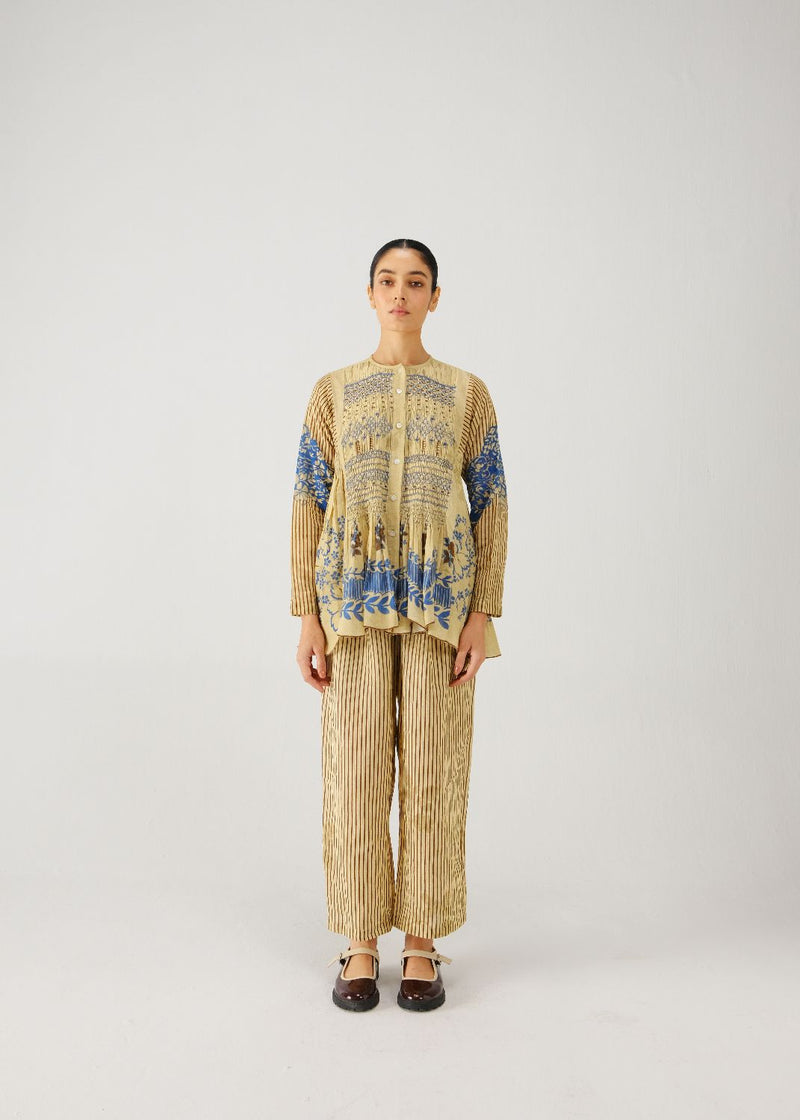 Drawstring pants-Bluebell stripes linen by CORD for women in Singapore