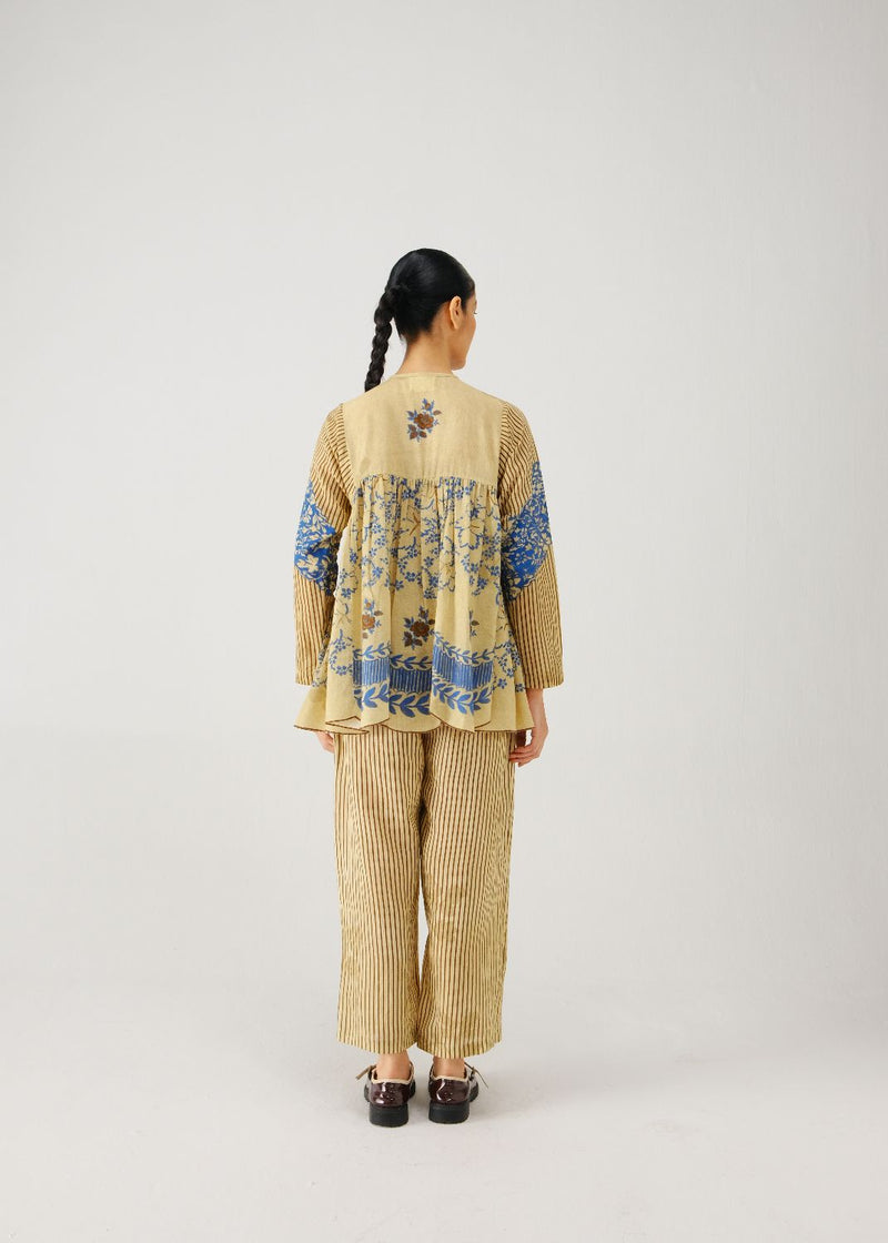 Drawstring pants-Bluebell stripes linen by CORD for women in Singapore