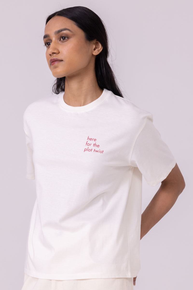 Drew Off White Organic Cotton TShirt cotton by The Summer House for women in Singapore