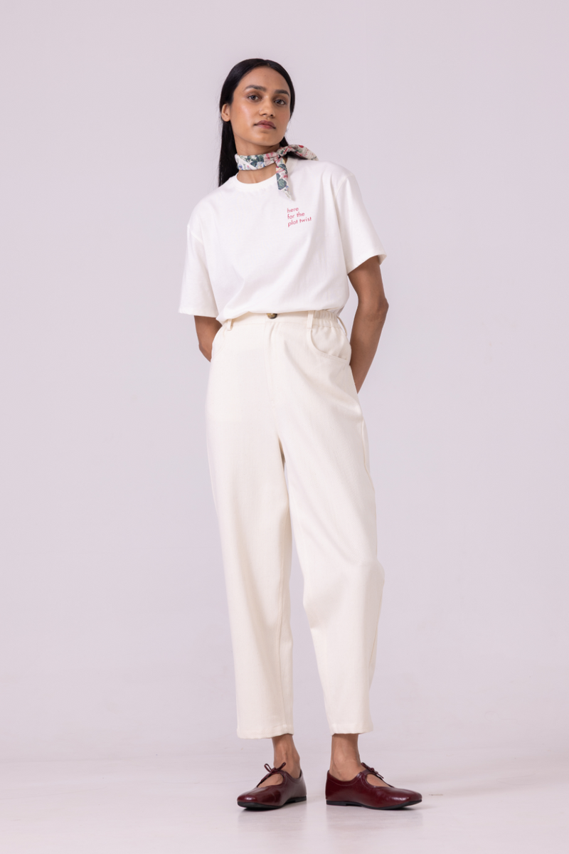 Drew Off White Organic Cotton TShirt cotton by The Summer House for women in Singapore
