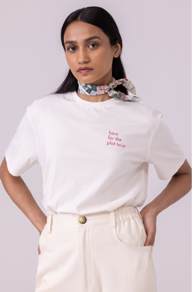 Drew Off White Organic Cotton TShirt cotton by The Summer House for women in Singapore