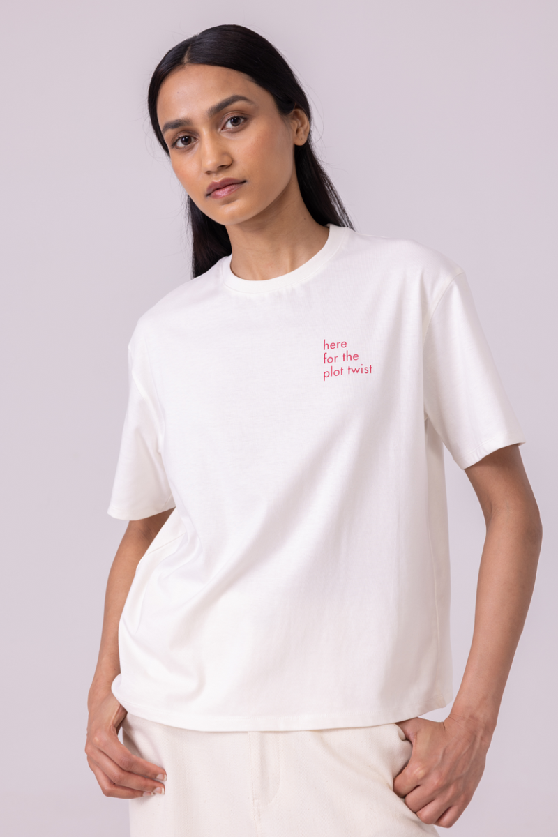 Drew Off White Organic Cotton TShirt cotton by The Summer House for women in Singapore