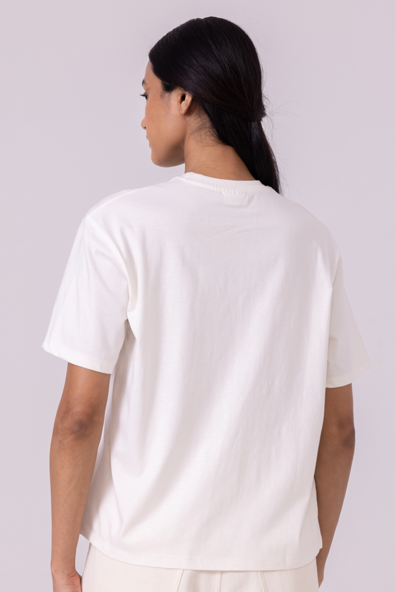 Drew Off White Organic Cotton TShirt cotton by The Summer House for women in Singapore